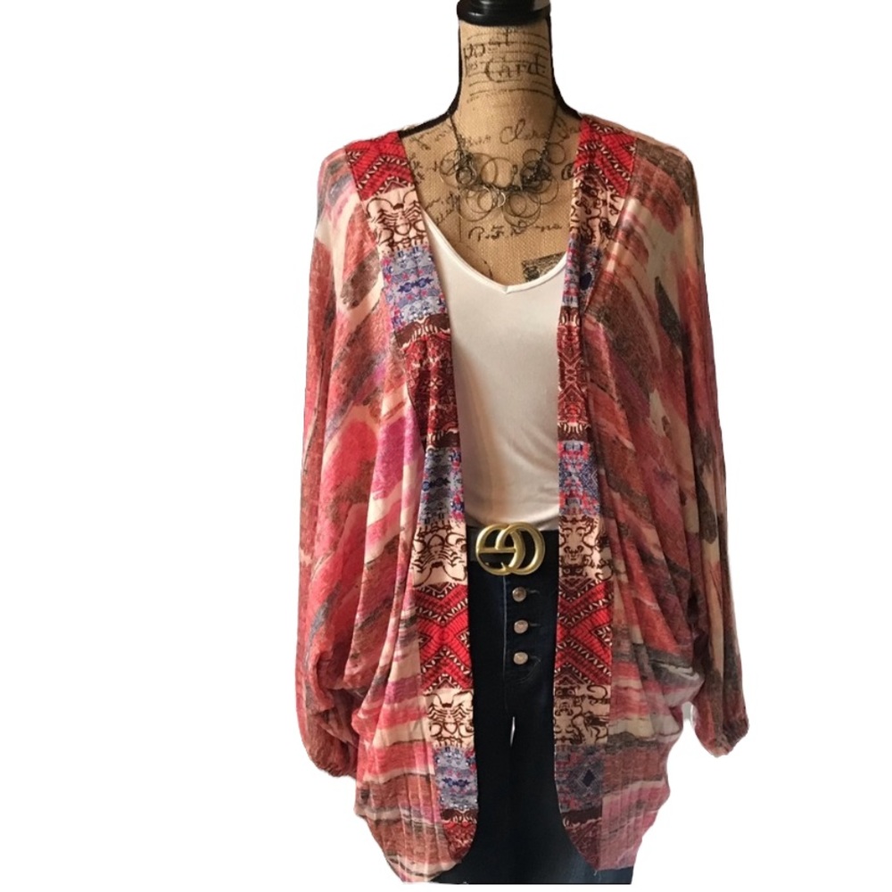 Umgee White Multicolored Patterned Long Sleeved C… - image 1